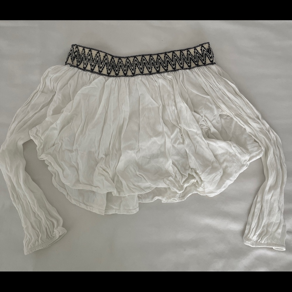 💫White strapless blouse, whit black woven stripe